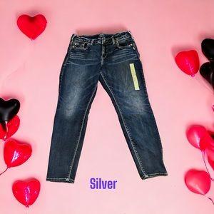 Silver Jeans Women's 16 Dark Wash Suki Ankle Skinny Stretch Denim Length 27”